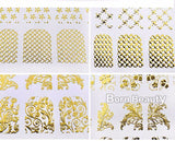 3d Gold Nail Stickers 108pcs/sheet Metallic Nail Art Decoration Tools Flower Designs Fashion Manicure Nail Decals