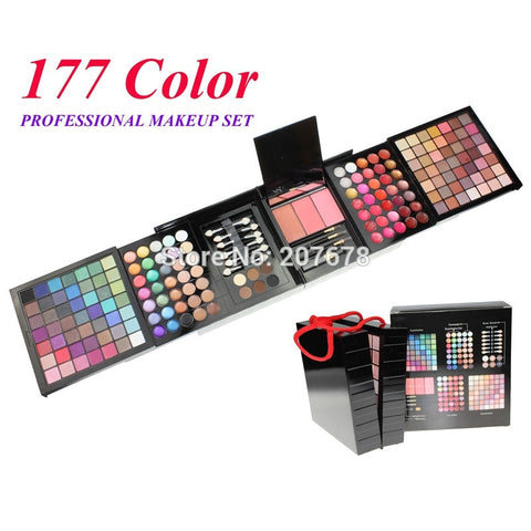 177 Color Makeup Palette Set Eye Shadow Blush Lip Gloss Brow Shader Concealer Eye Shadow Brush + Gel