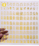 3d Gold Nail Stickers 108pcs/sheet Metallic Nail Art Decoration Tools Flower Designs Fashion Manicure Nail Decals