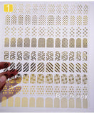 3d Gold Nail Stickers 108pcs/sheet Metallic Nail Art Decoration Tools Flower Designs Fashion Manicure Nail Decals