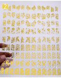 3d Gold Nail Stickers 108pcs/sheet Metallic Nail Art Decoration Tools Flower Designs Fashion Manicure Nail Decals