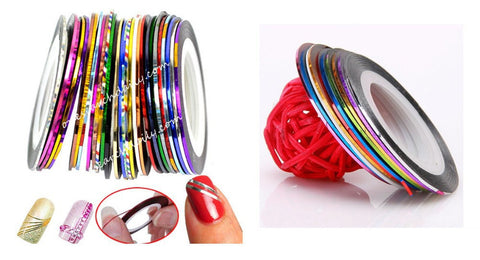 30Pcs 30 Multicolor Mixed Colors Rolls Striping Tape Line Nail Art Decoration Sticker DIY Nail Tips